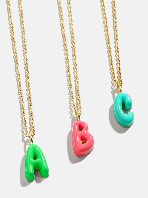 Mini Bubble Initial Necklace - Turquoise