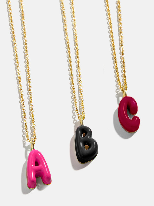 Mini Bubble Initial Necklace - Black