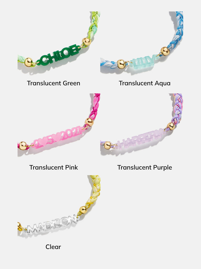 BaubleBar Kids' Custom Acrylic Nameplate Bracelet - Translucent Green - 
    Kids custom bracelet - available in 5 colors
  
