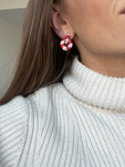 Mint to Be Hoop Earrings - Red/White