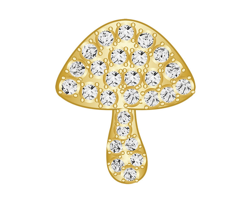 Mushroom Icon - Pavé Gold