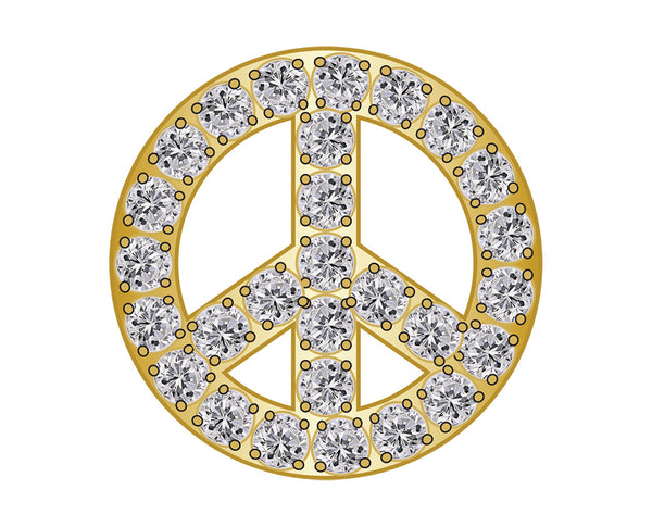 Peace Sign - Pavé Gold