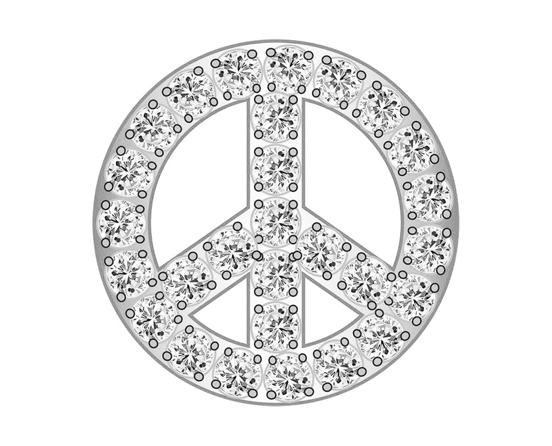 Peace Sign Icon - Pavé Silver