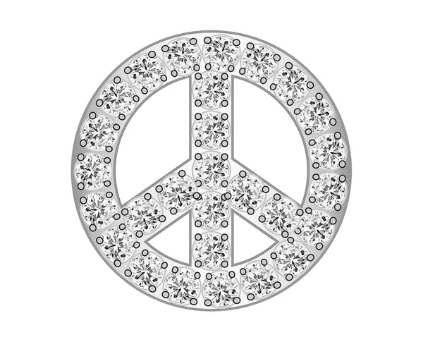 Peace Sign Icon - Pavé Silver