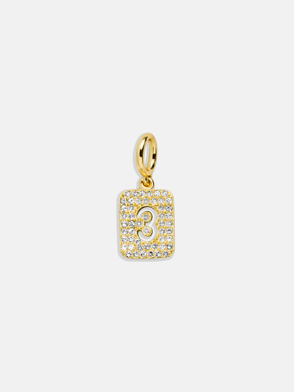 Block Pavé Number Cluster Charm - 3