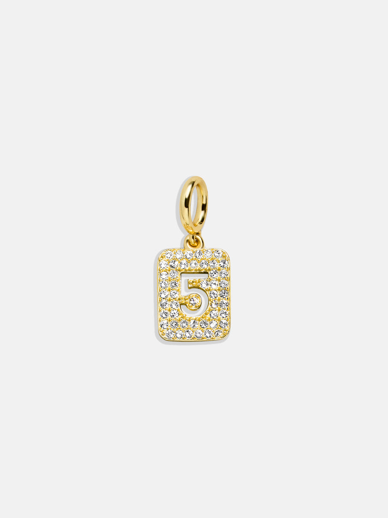 Block Pavé Number Cluster Charm - 5