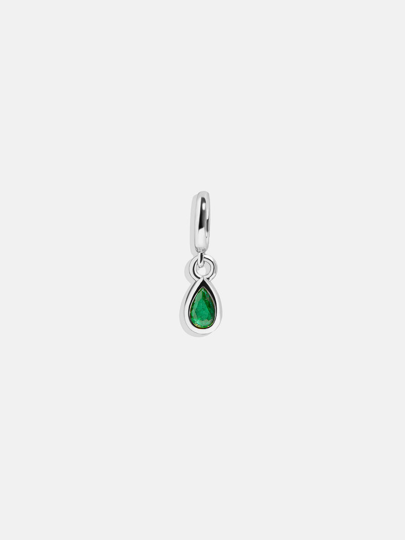 Silver Birthstone Cluster Charm - Emerald