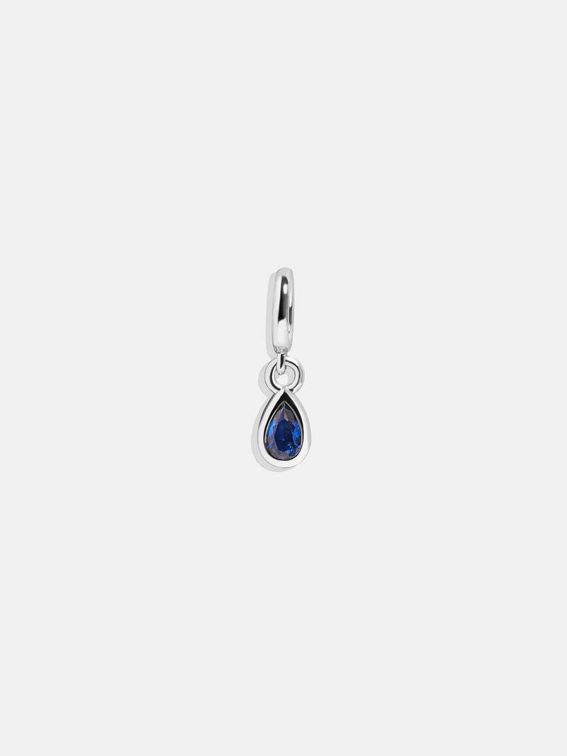 Silver Birthstone Cluster Charm - Sapphire