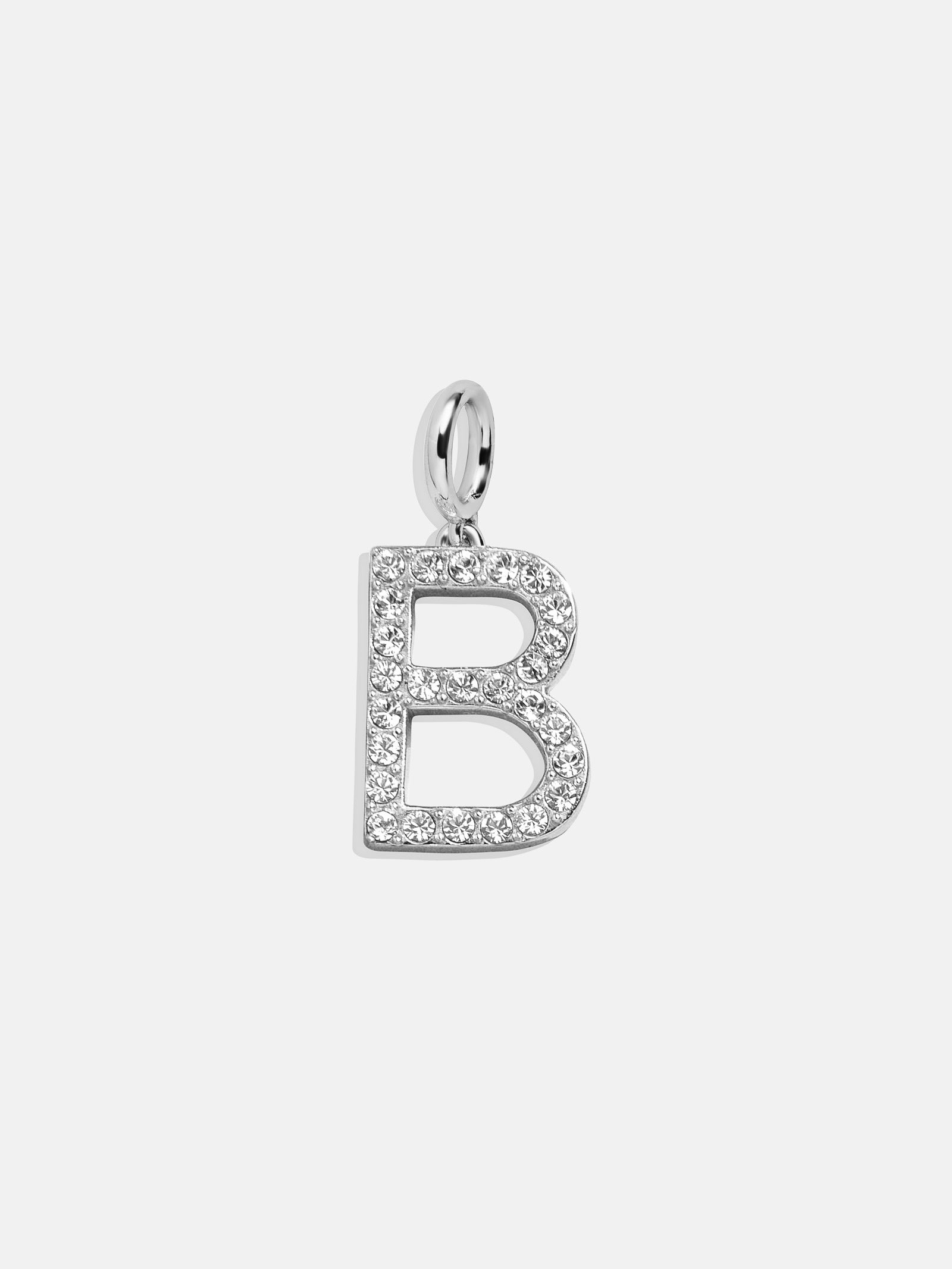 Silver Pave Initial Cluster Charm - B