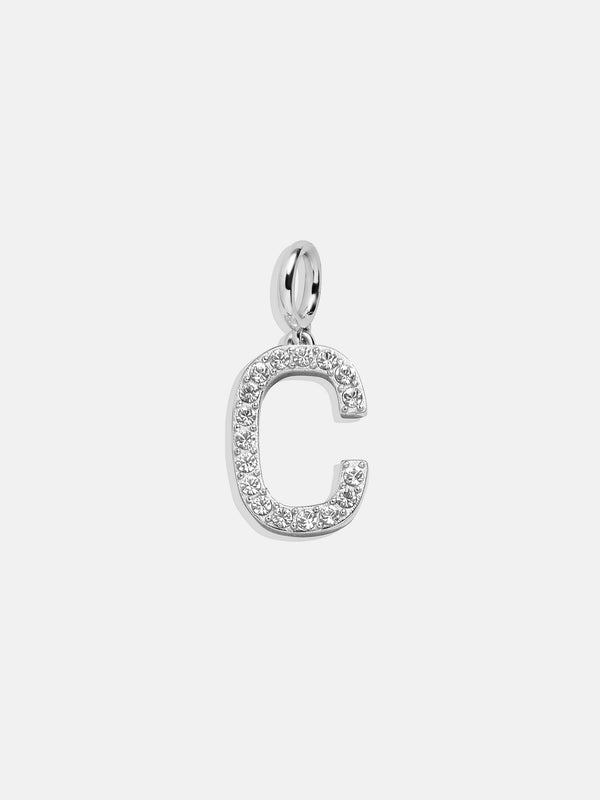 Silver Pave Initial Cluster Charm - C