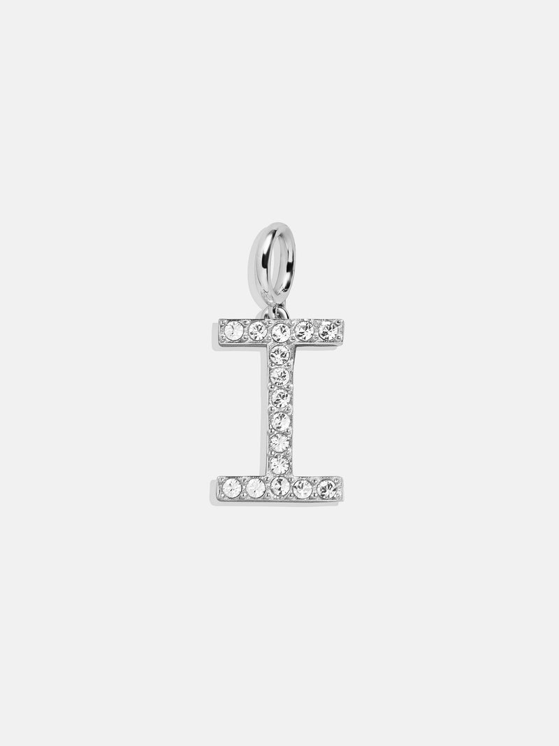 Silver Pave Initial Cluster Charm - I