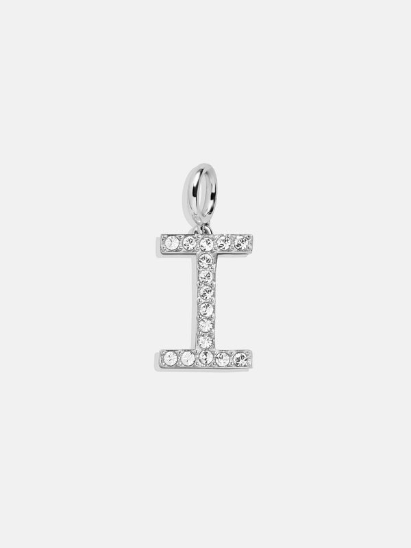 Silver Pave Initial Cluster Charm - I