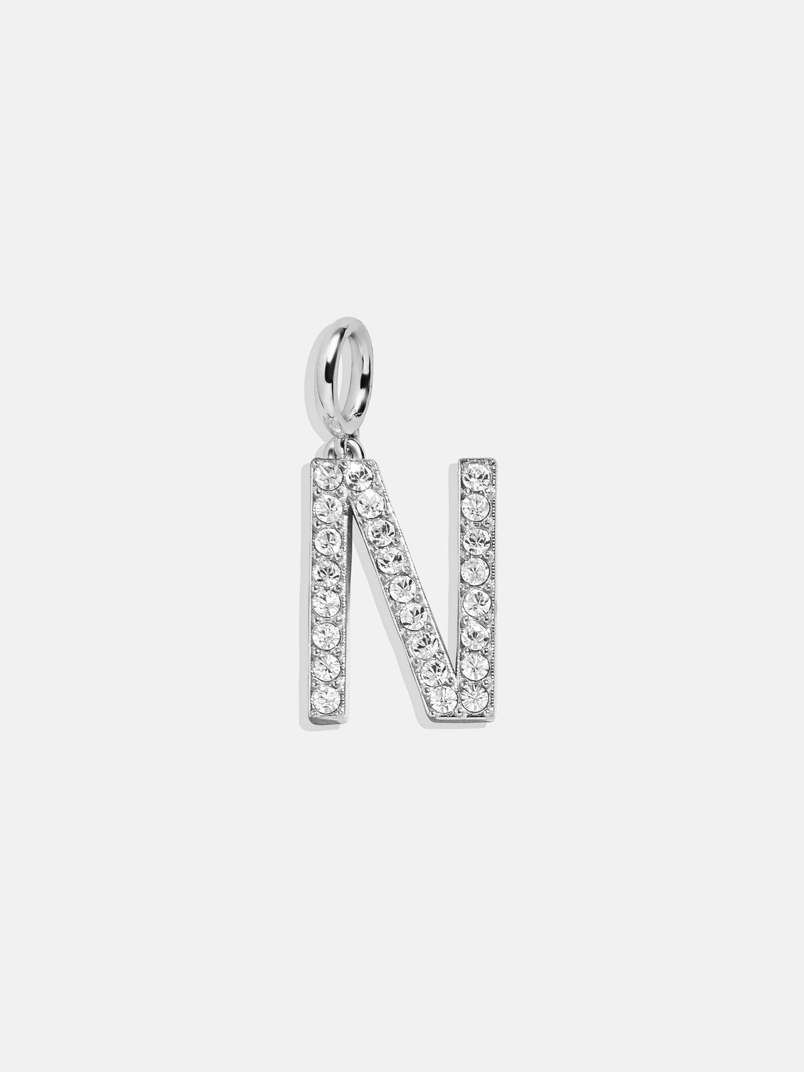 Silver Pave Initial Cluster Charm - N