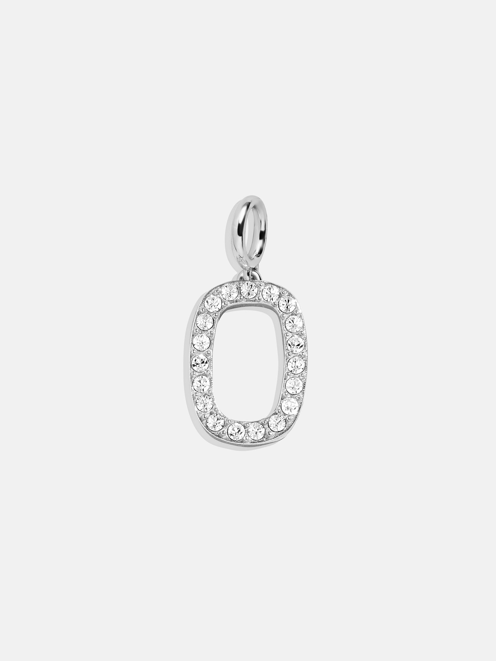 Silver Pave Initial Cluster Charm - O