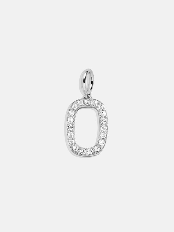 Silver Pave Initial Cluster Charm - O