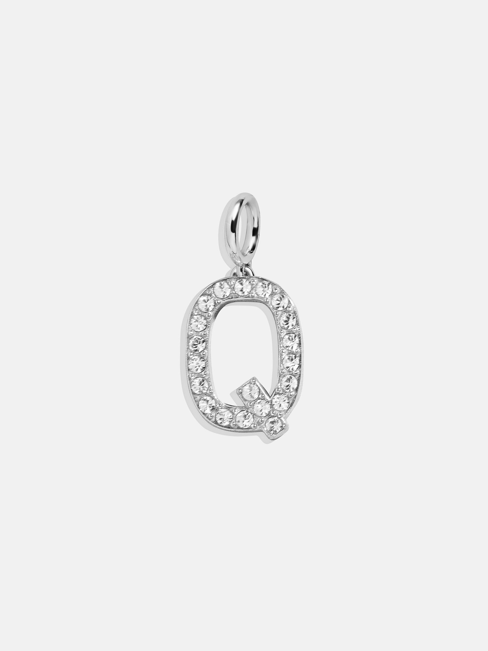 Silver Pave Initial Cluster Charm - Q