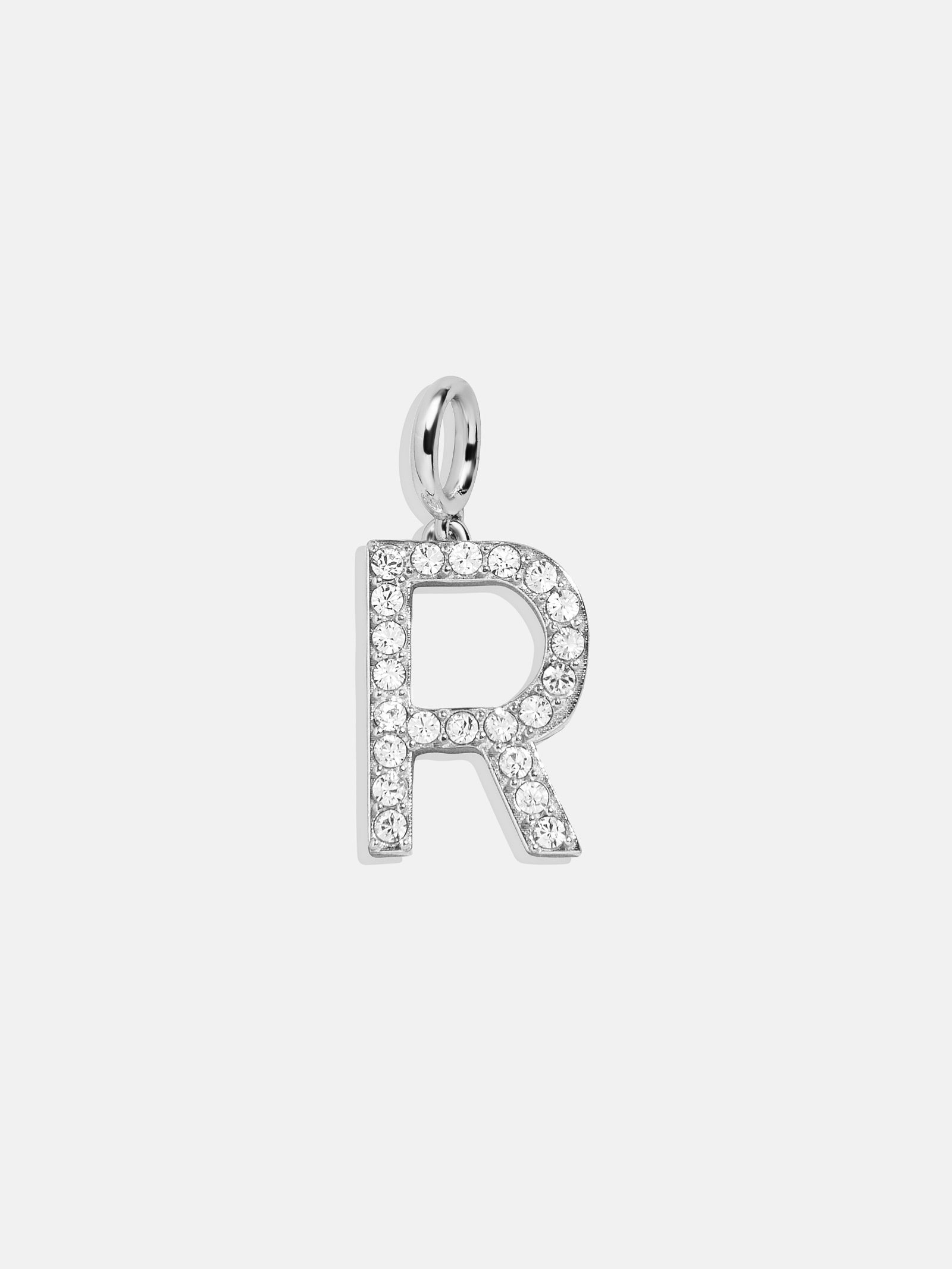 Silver Pave Initial Cluster Charm - R