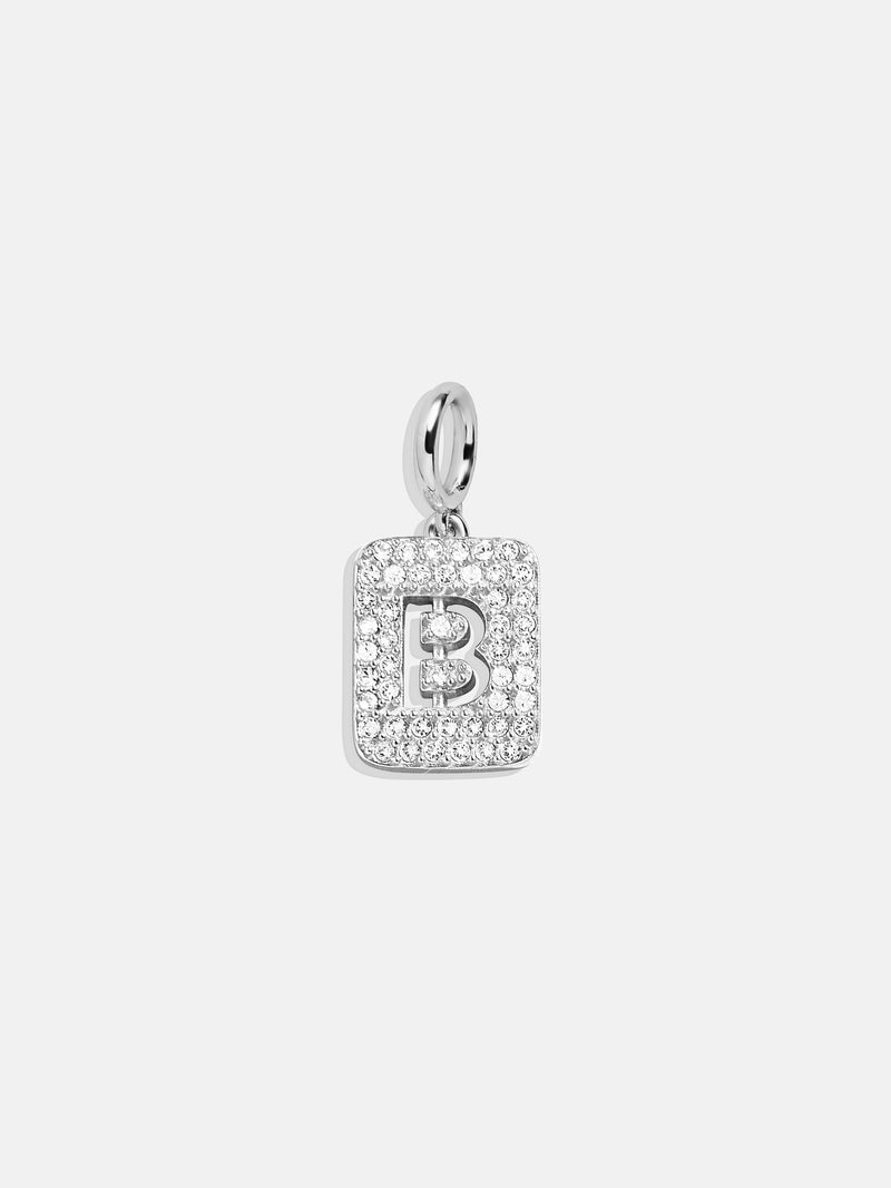 Silver Block Pave Cluster Charm - B