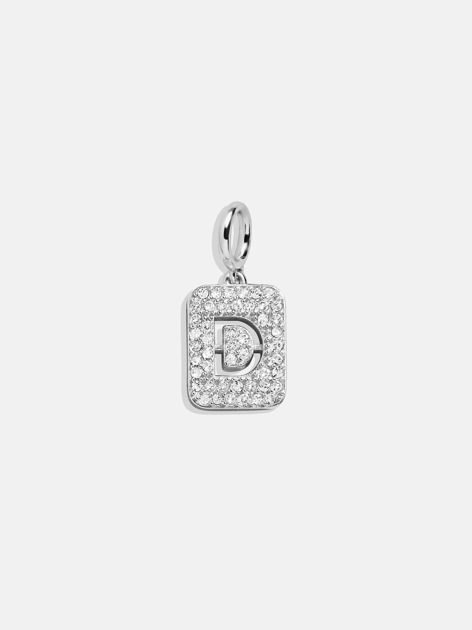 Silver Block Pave Cluster Charm - D