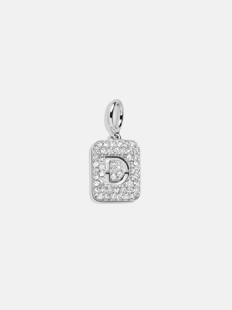 Silver Block Pave Cluster Charm - D