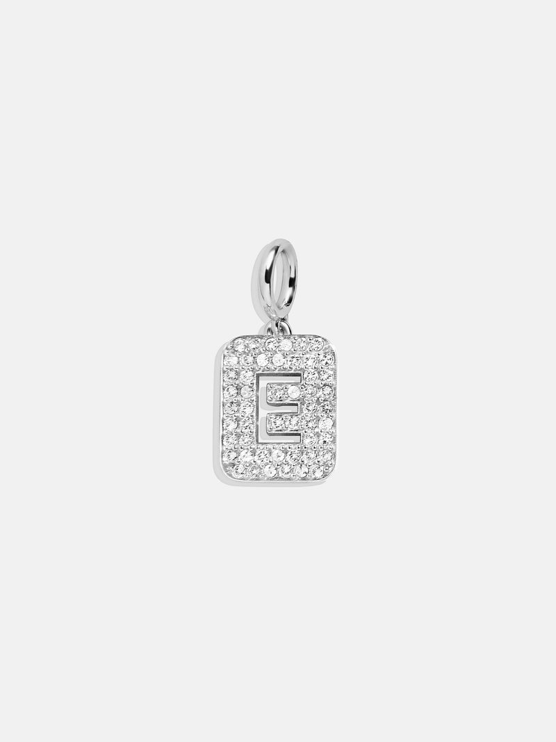 Silver Block Pave Cluster Charm - E