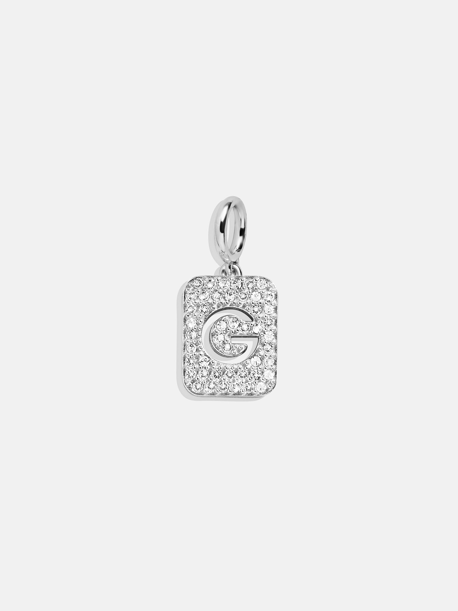 Silver Block Pave Cluster Charm - G