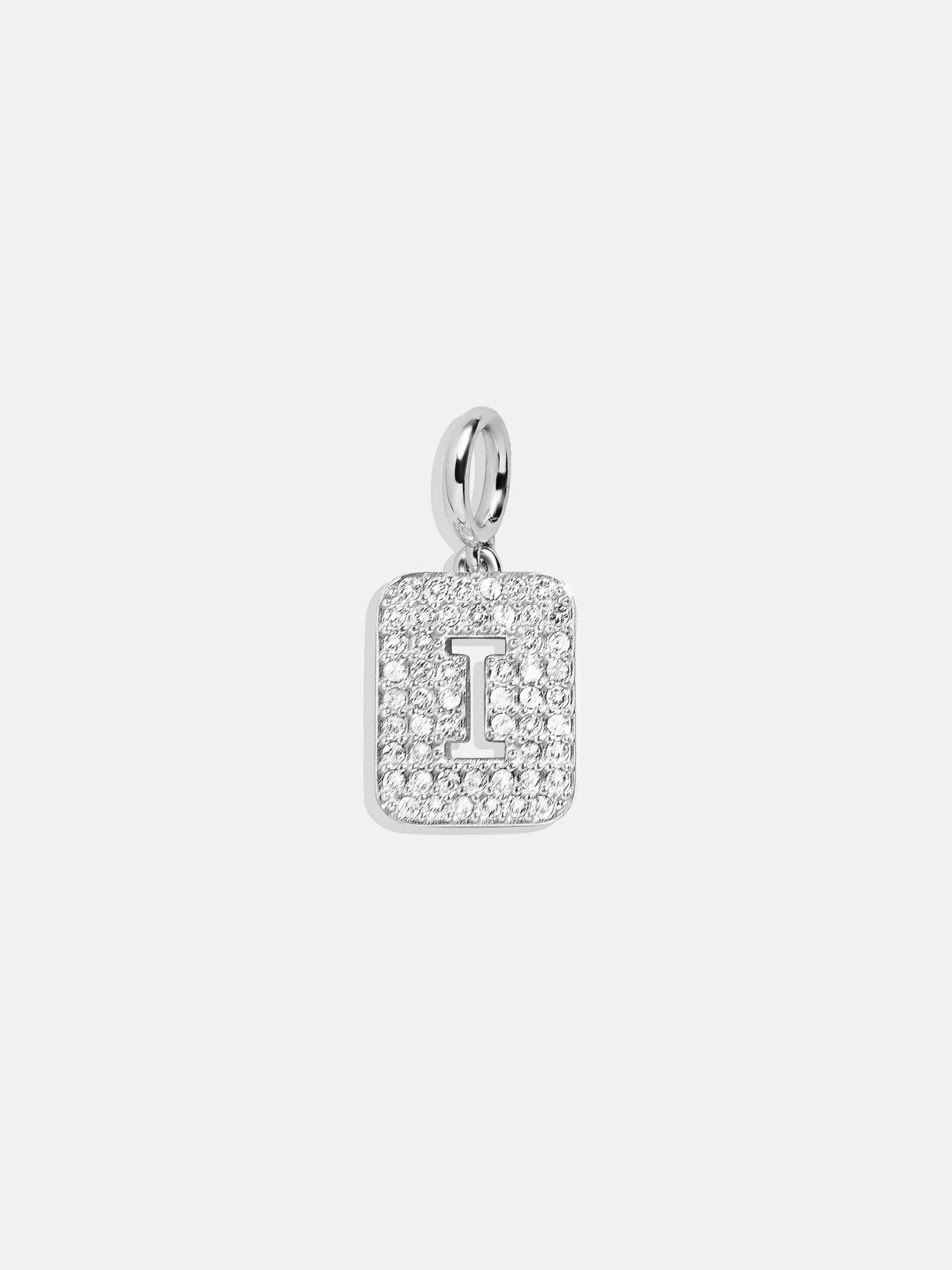 Silver Block Pave Cluster Charm - I