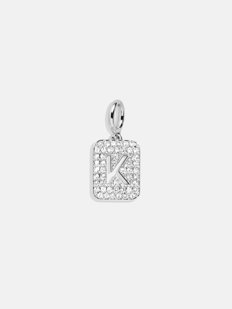 Silver Block Pave Cluster Charm - K