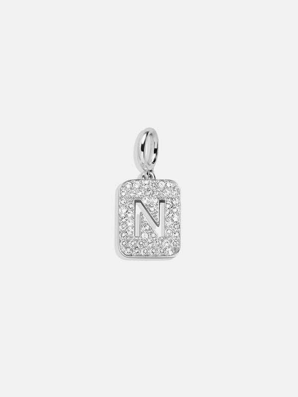 Silver Block Pave Cluster Charm - N