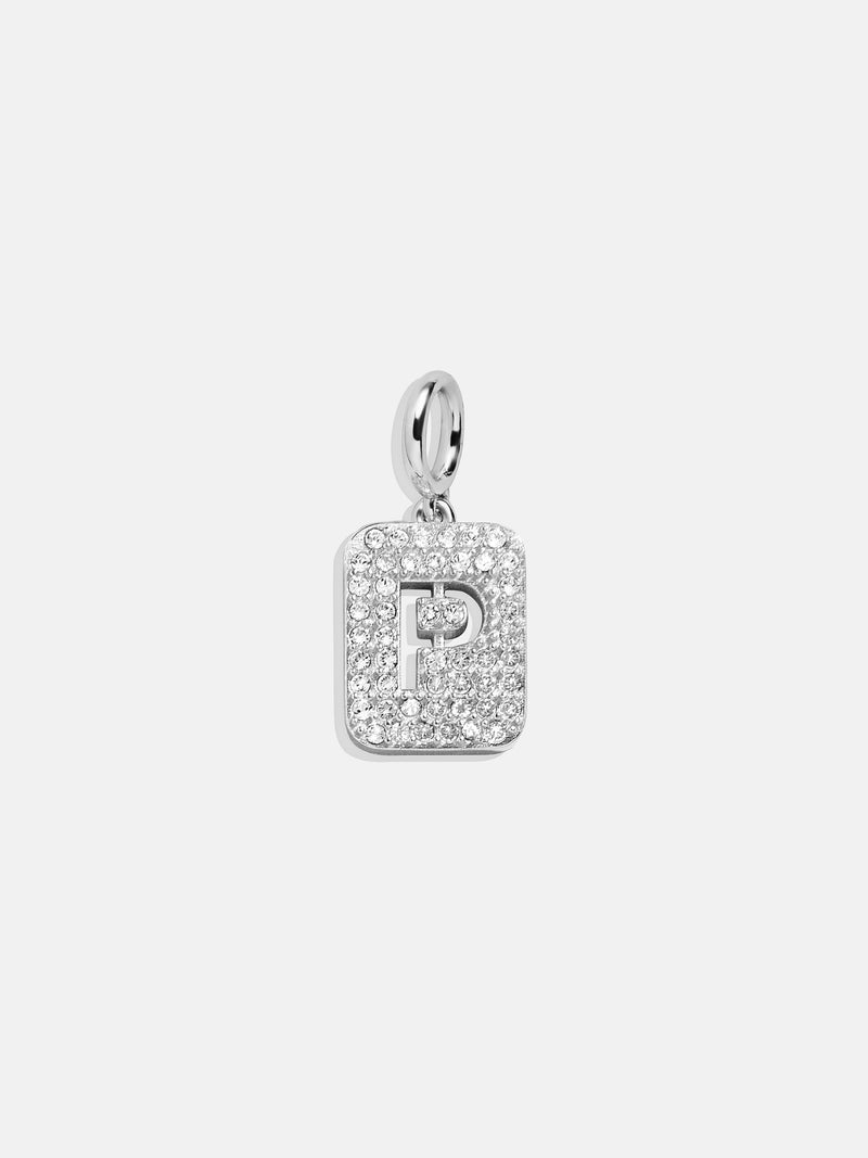 Silver Block Pave Cluster Charm - P