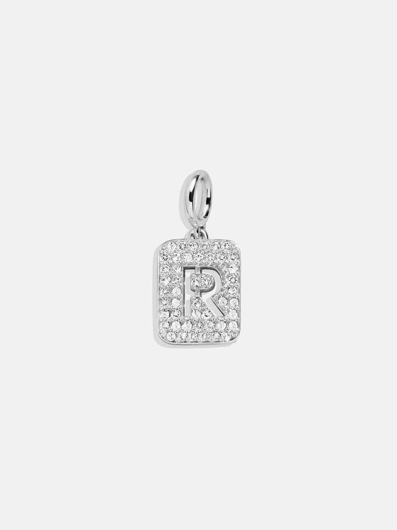 Silver Block Pave Cluster Charm - R