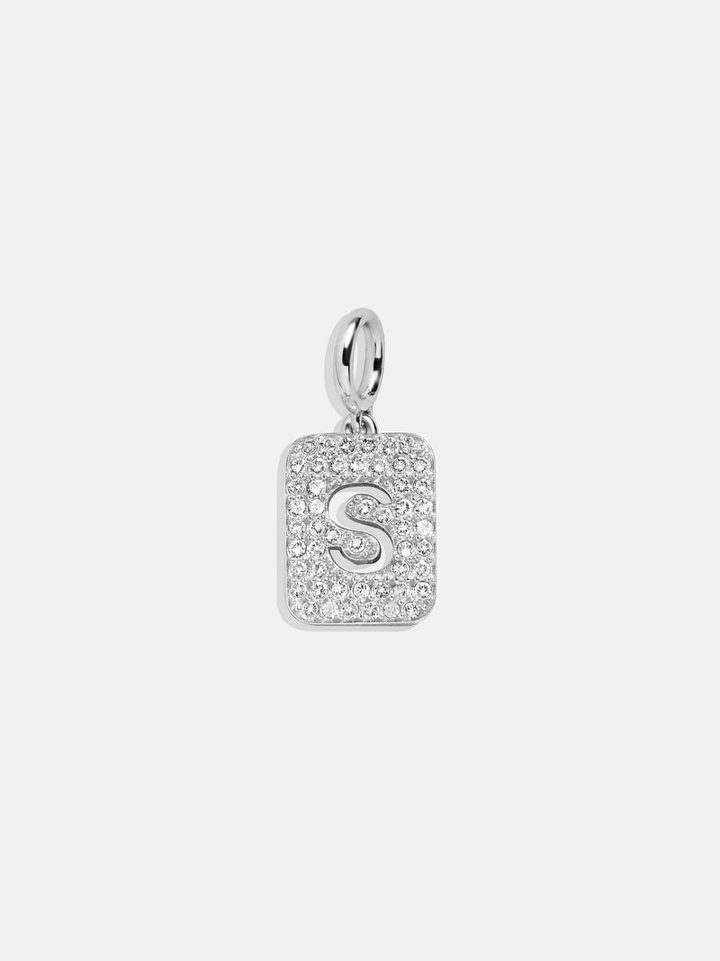 Silver Block Pave Cluster Charm - S