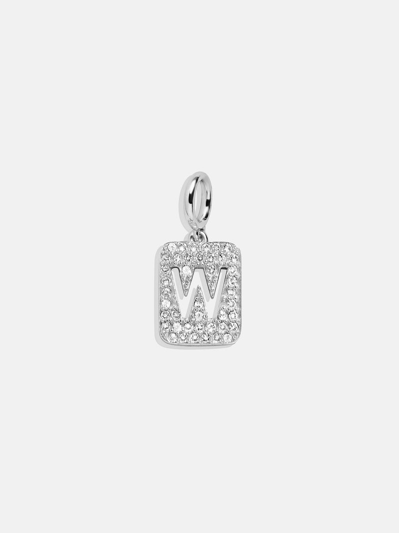 Silver Block Pave Cluster Charm - W