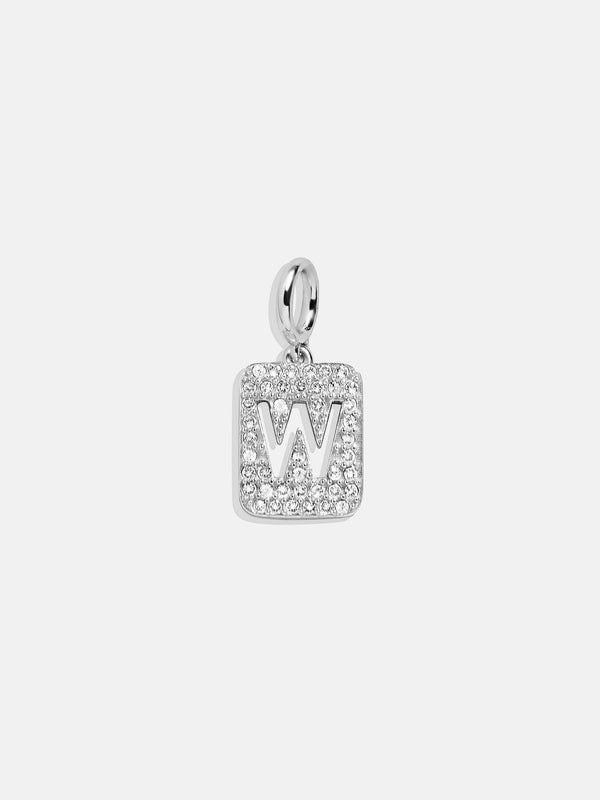 Silver Block Pave Cluster Charm - W