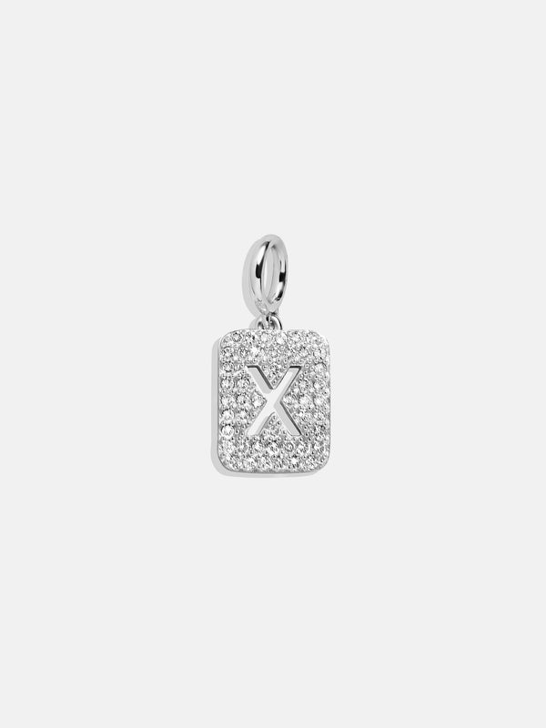 Silver Block Pave Cluster Charm - X