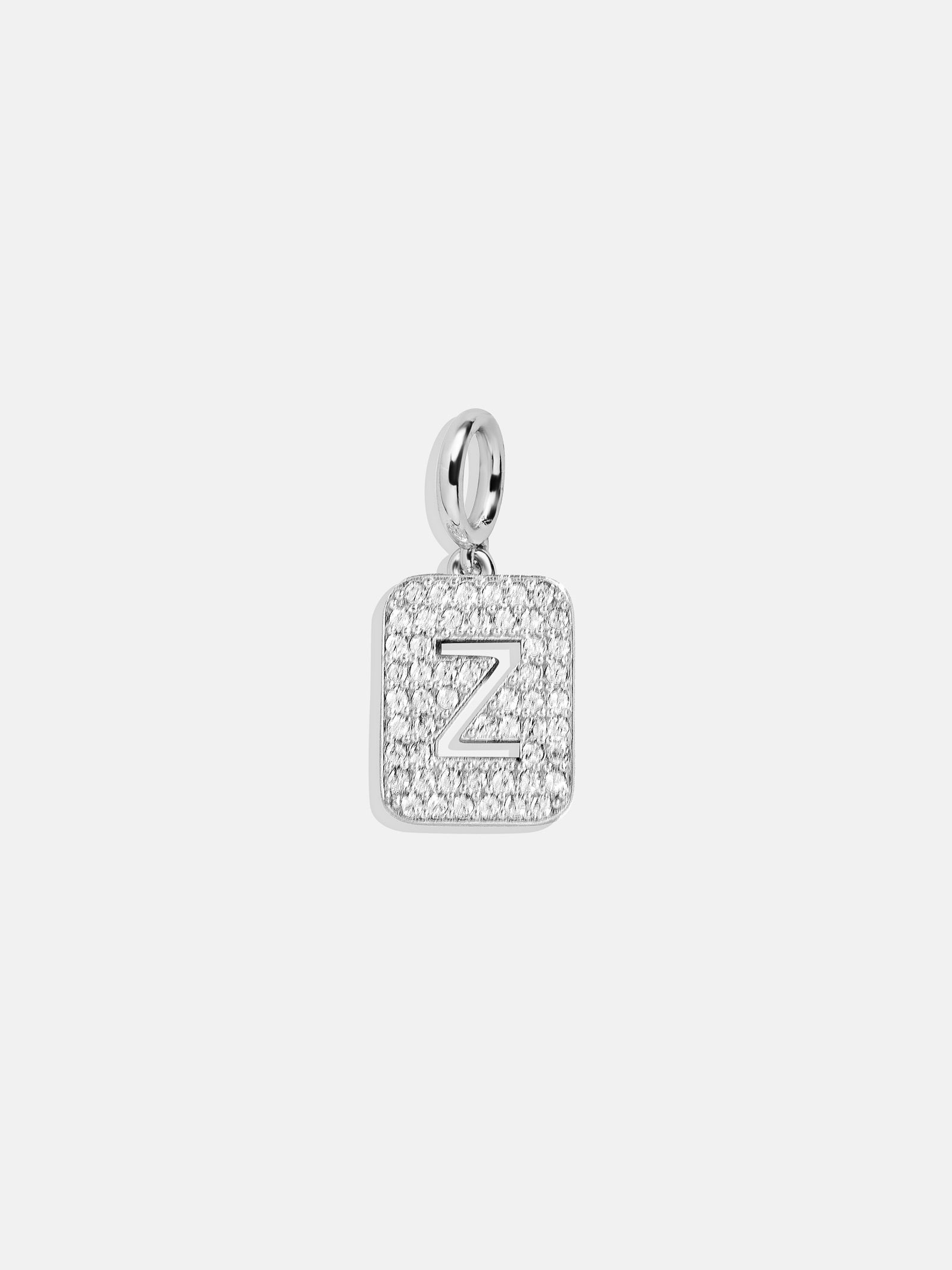 Silver Block Pave Cluster Charm - Z