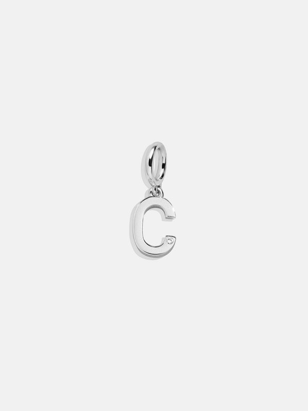 Classic Silver Initial Cluster Charm - C