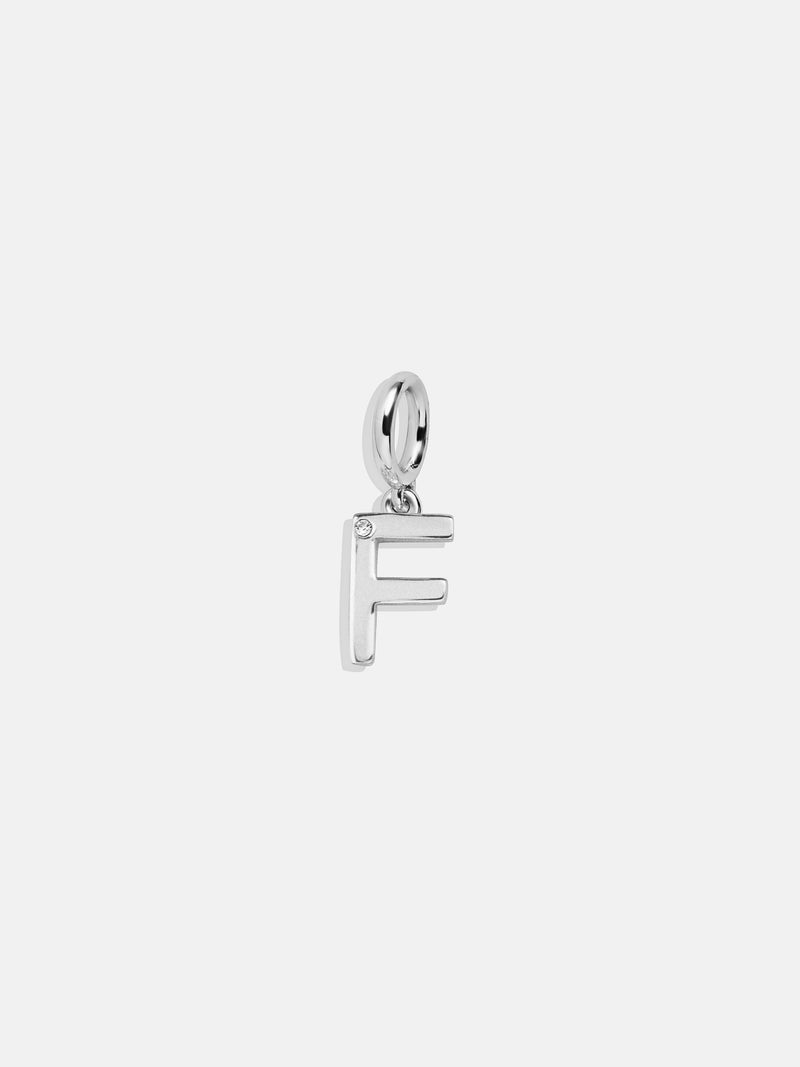 Classic Silver Initial Cluster Charm - F