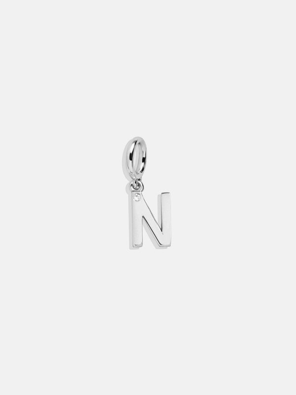 Classic Silver Initial Cluster Charm - N