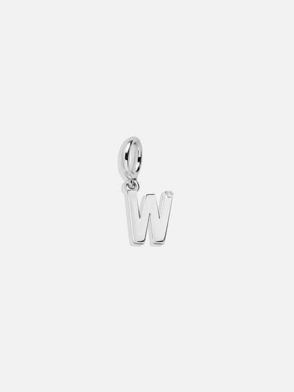 Classic Silver Initial Cluster Charm - W