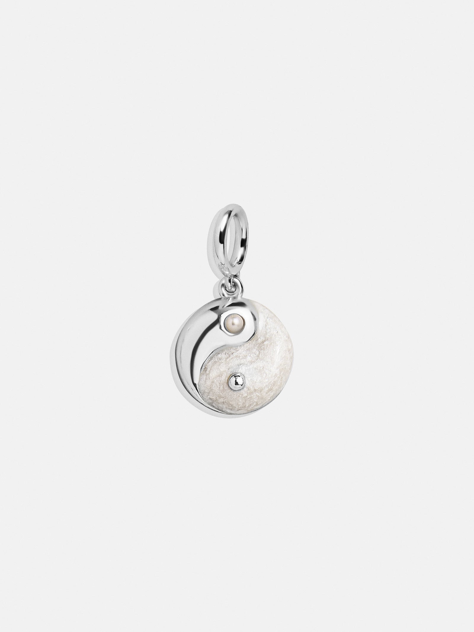 Silver Yin & Yang Cluster Charm - Silver Pearl Yin & Yang