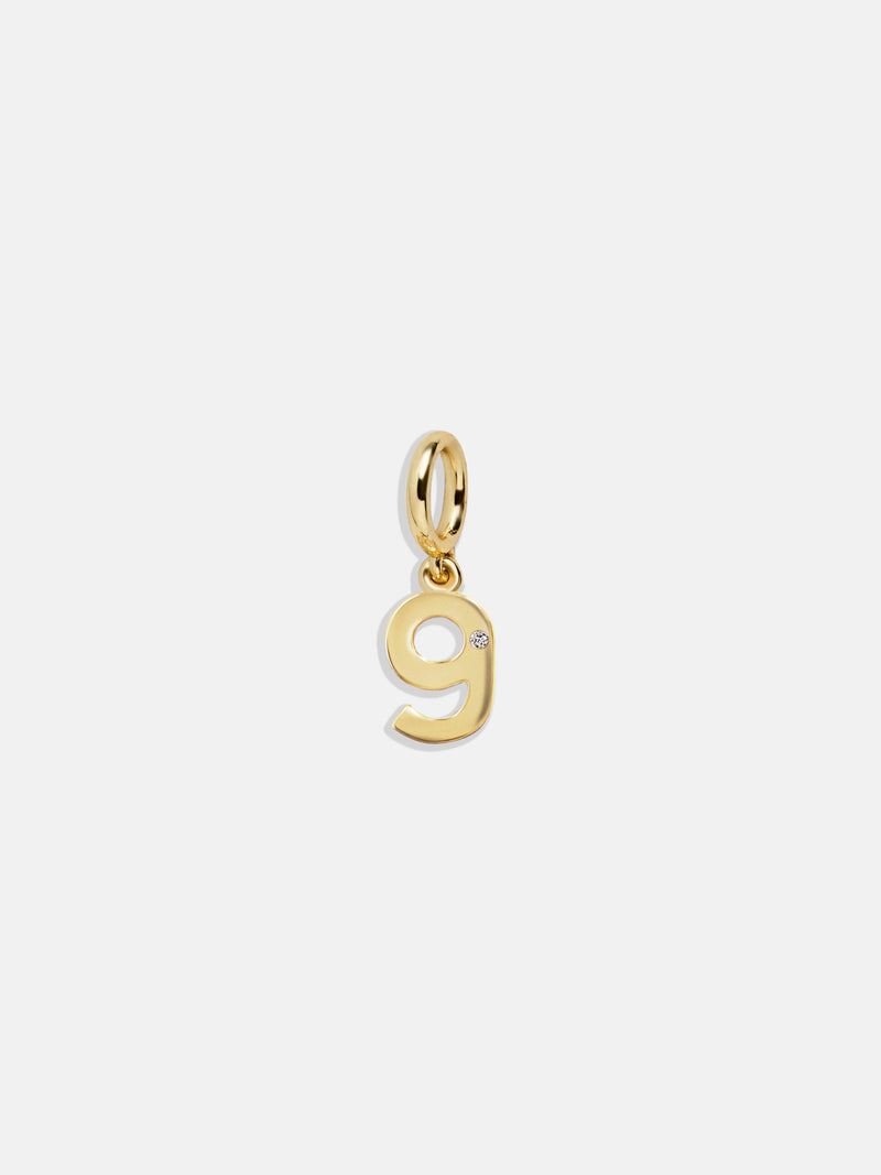 Gold Number Cluster Charm - 9