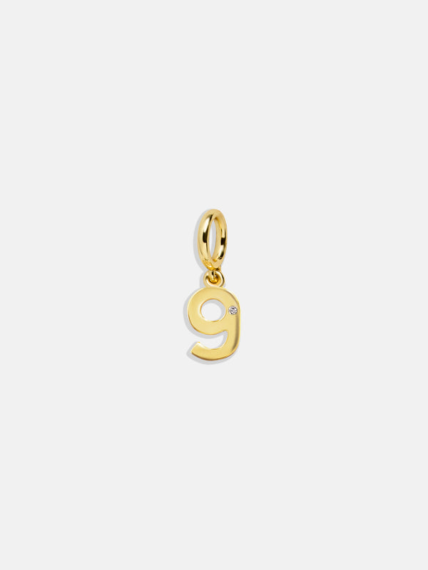 Gold Number Cluster Charm - 9