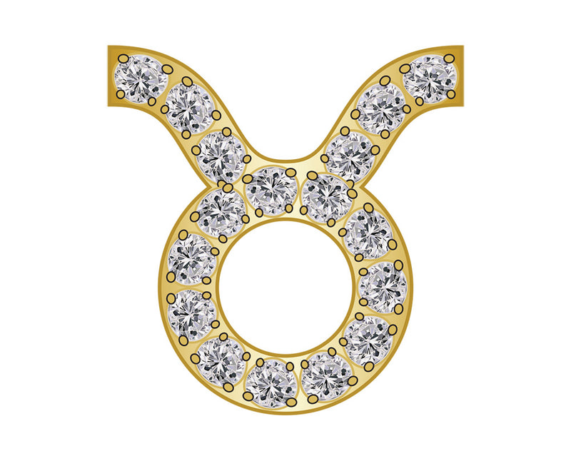 Taurus Zodiac Icon - Pavé Gold