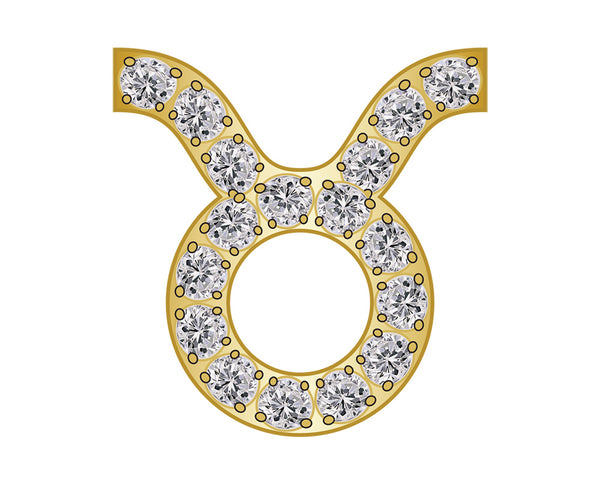 Taurus Zodiac Icon - Pavé Gold