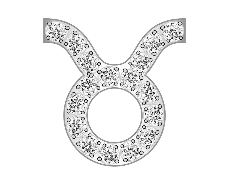 Taurus Zodiac Icon - Pavé Silver