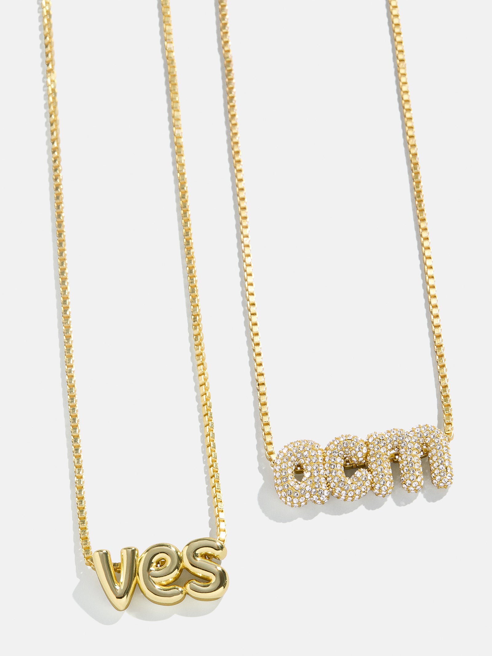 Custom Bubble Monogram Necklace - Gold/Pavé