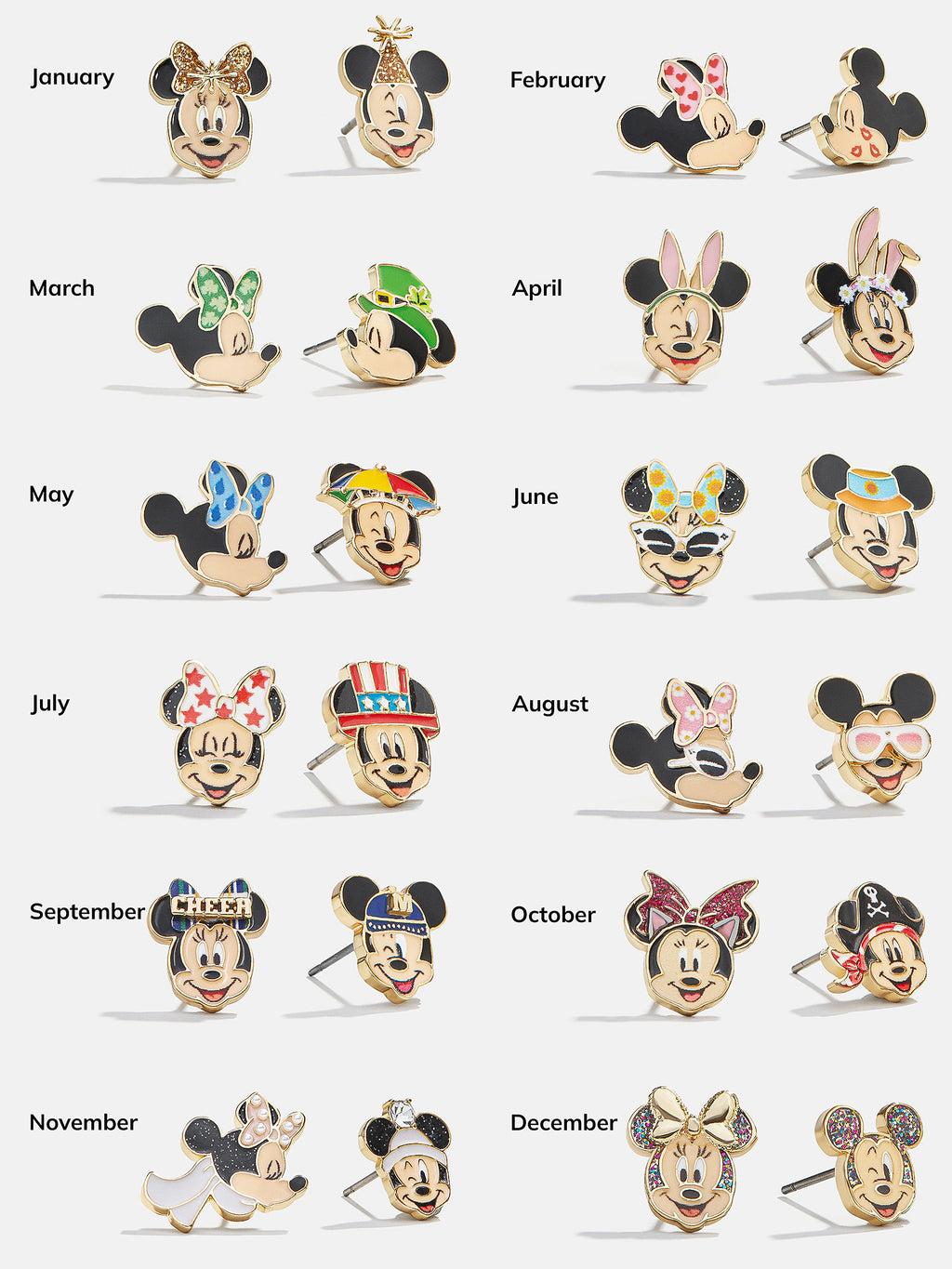 12 Months Of Disney Gift Set – 12 Pairs Of Mickey Mouse And Minnie ...