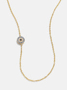 18K Gold Asymmetrical Evil Eye Necklace - Pavé Evil Eye