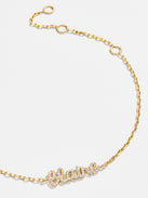 18K Gold Pavé Custom Nameplate Bracelet - 18K Gold Plated Sterling Silver. Pavé Cubic Zirconia Stones